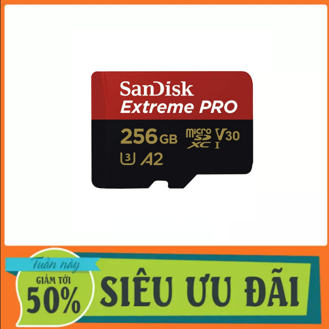 Thẻ nhớ microsdxc sandisk extreme pro a2 - 256gb v30 u3 170mb/s sdsqxcz-256g-gn6ma