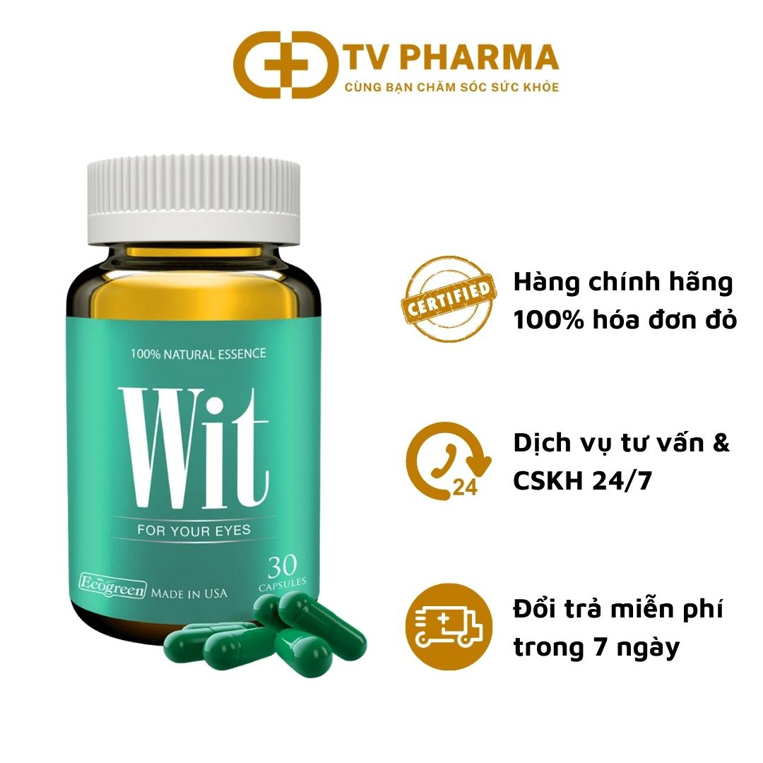 Viên uống tăng cường thị lực, giảm mờ mắt, mỏi mắt WIT - hộp 30v, có tem tích điểm đổi quà chính hãng