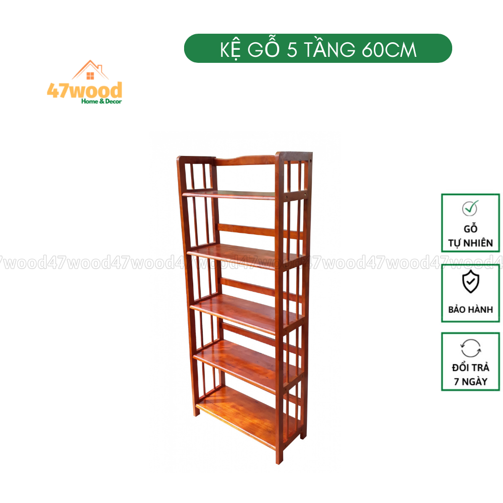 Kệ sách gỗ 60cm 5 tầng
