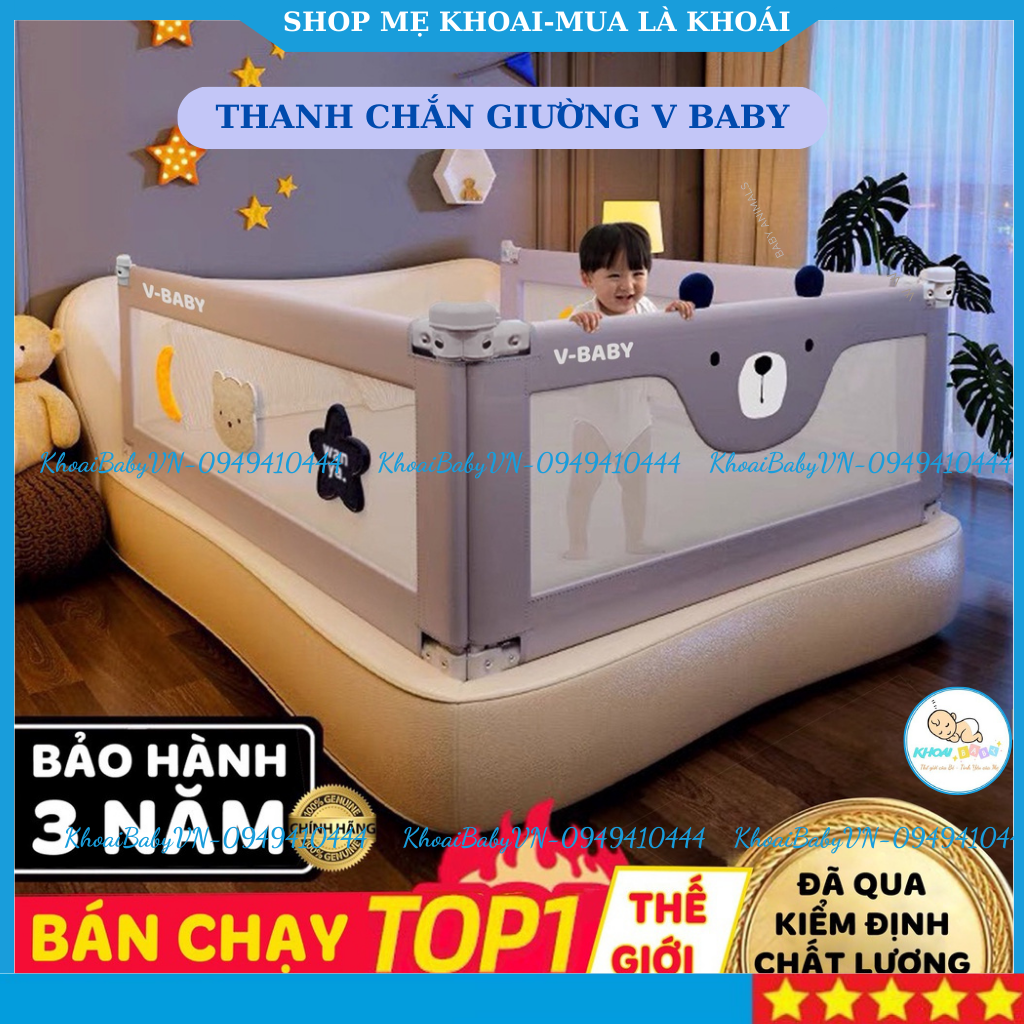 Thanh chắn giường v-baby khủng long plus mẫu mới 2022 -khoaibaby