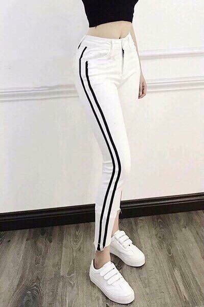 [HCM]Quần kaki nữ quần kaki co giãn hai sọc lưng cao như hình