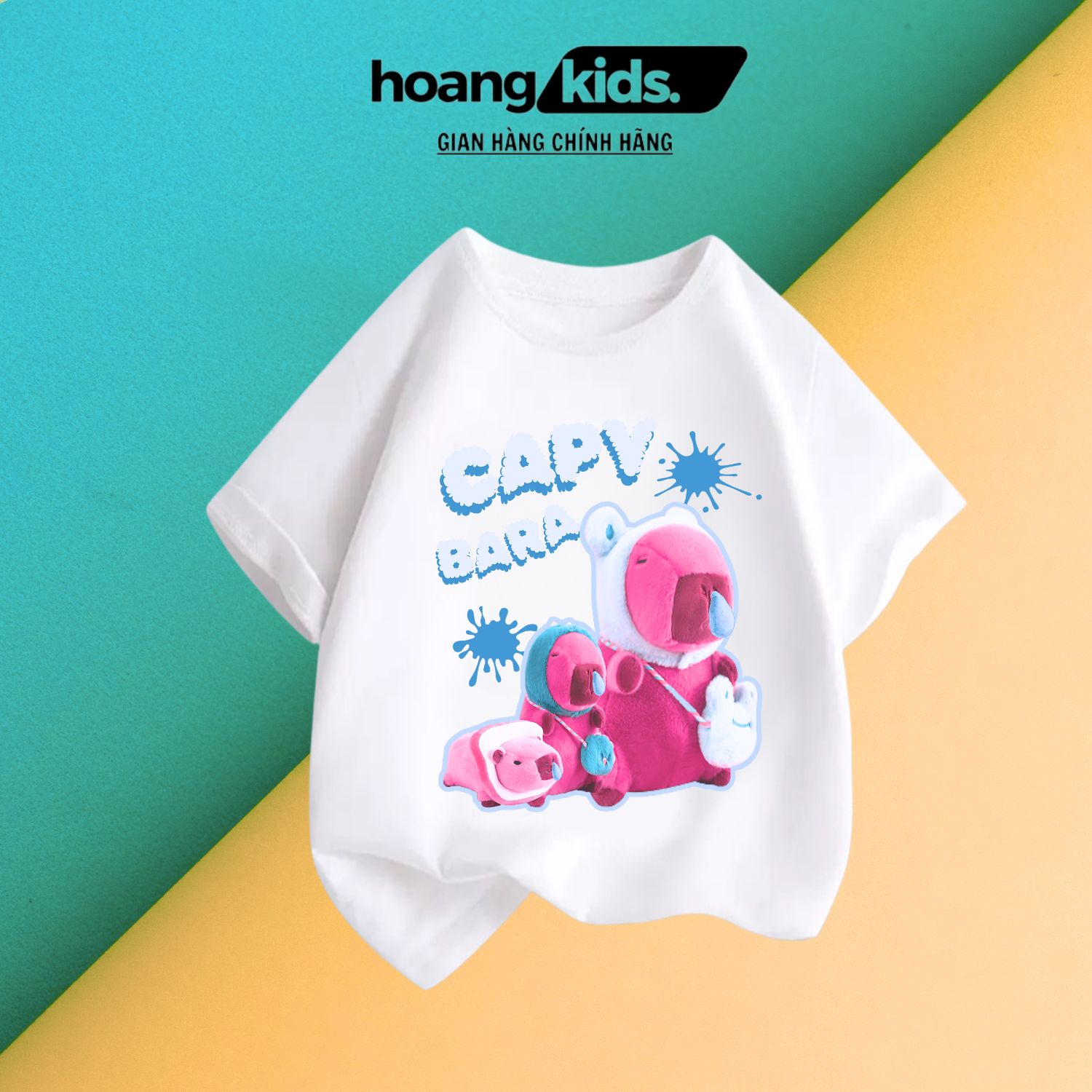 Áo thun in hình CAPYBARA chuột lang chảy nước mũi cộc tay bé gái mềm mịn,thấm hút mồ hôi từ 18-60kg hoangkids - 5