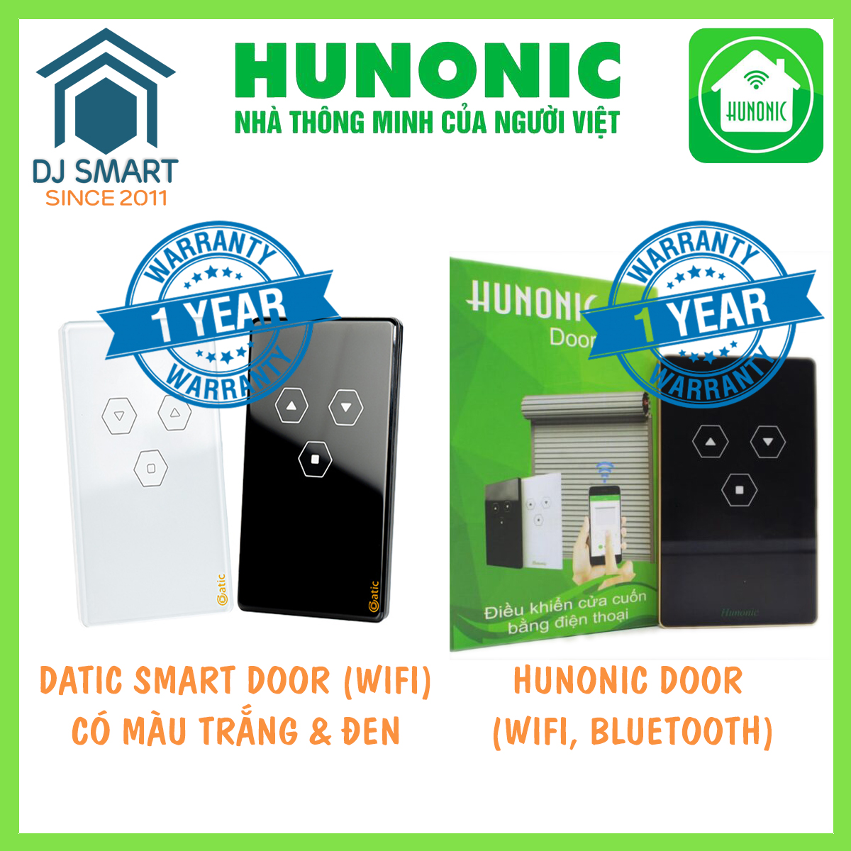 Tặng đé nổi - Công Tắc Cửa Cuốn Thông Minh Datic Smart Door - Hunonic Door - Điều Khiển Từ Xa Bằng Điện Thoại - Chính hãng BH 12 tháng