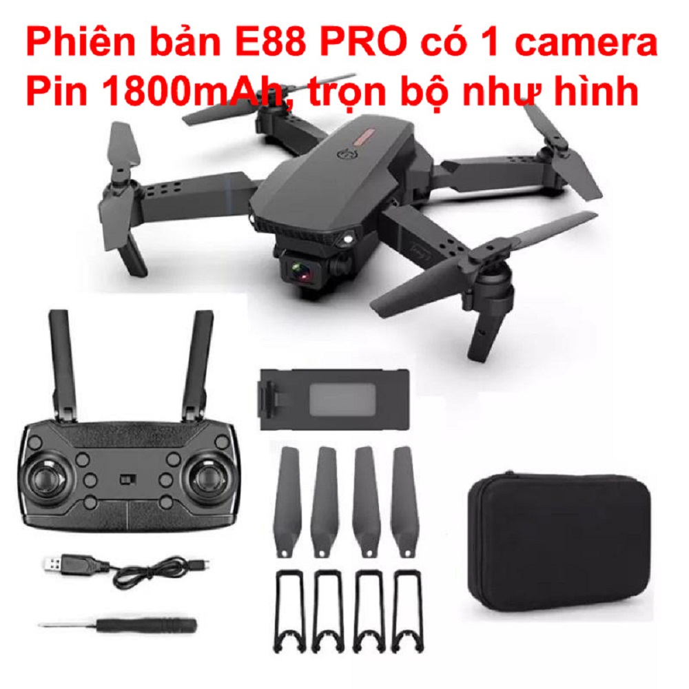 Flycam wifi E88 PRO có camera, pin trâu 1800mAh tặng túi đựng