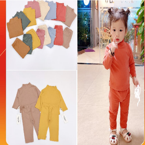Bộ dài tay cổ cao chất thun mềm mại cho bé trai và gái