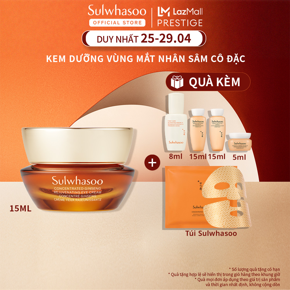 Kem Mắt Từ Nhân Sâm Dưỡng Da Ngăn Ngừa Lão Hóa Sulwhasoo Concentrated Ginseng Rejuvenating Eye Cream 15ml