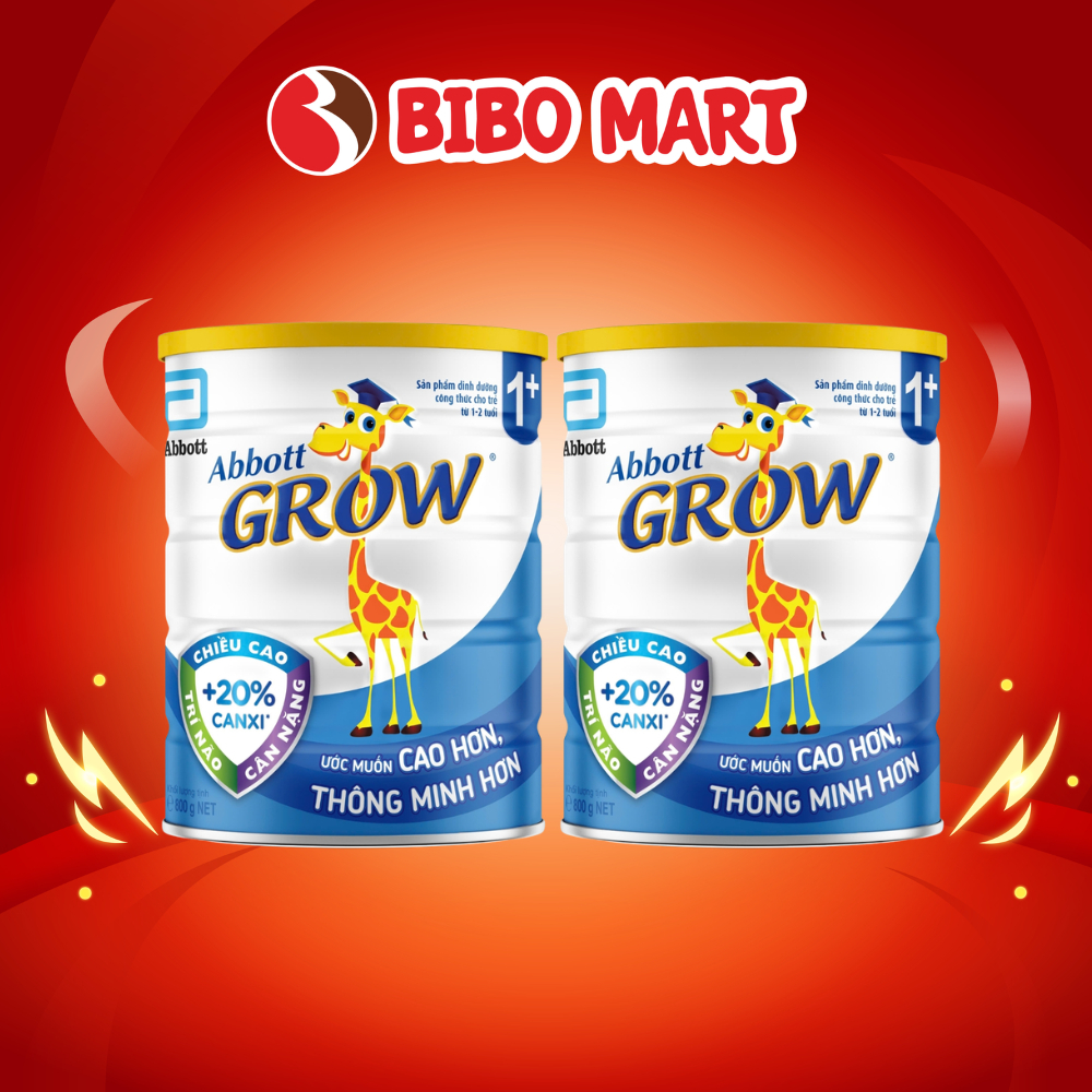 Combo 2 Lon Sữa Abbott Grow 1+ 800g Hỗ Trợ Phát Triển Não Bộ Cho Bé 1 - 2 Tuổi - Bibo Mart