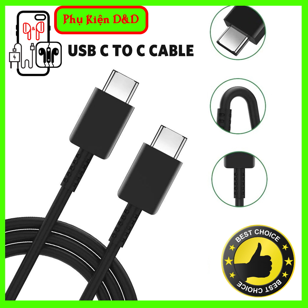 Cáp sạc nhanh 25w samsung 2 đầu type c sạc nhanh note 10 note 20 s20 s20 plus a71 s21 s21 ultra