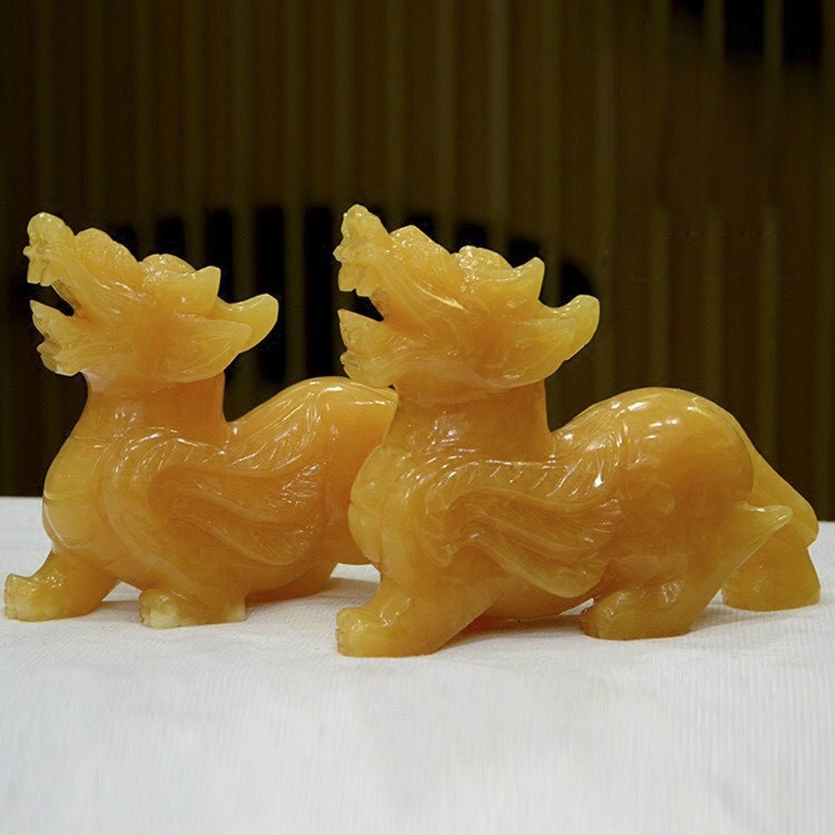 Tỳ hưu phong thủy, tỳ hưu cánh tiên đá ngọc hoàng long - dài 10cm & 12cm & 15cm