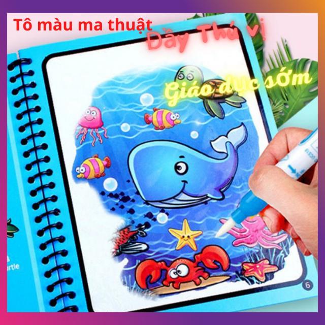 Tranh tô màu nước ma thuật Tập tô màu nước thần kỳ Magic Water Book - Giáo dục toàn diện Montessori