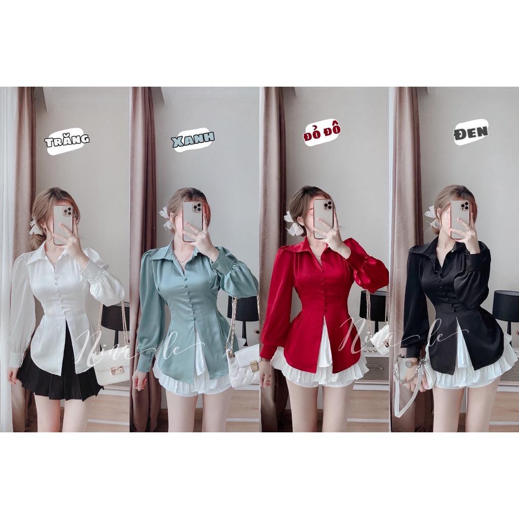Áo peplum nút bọc nơ lưng