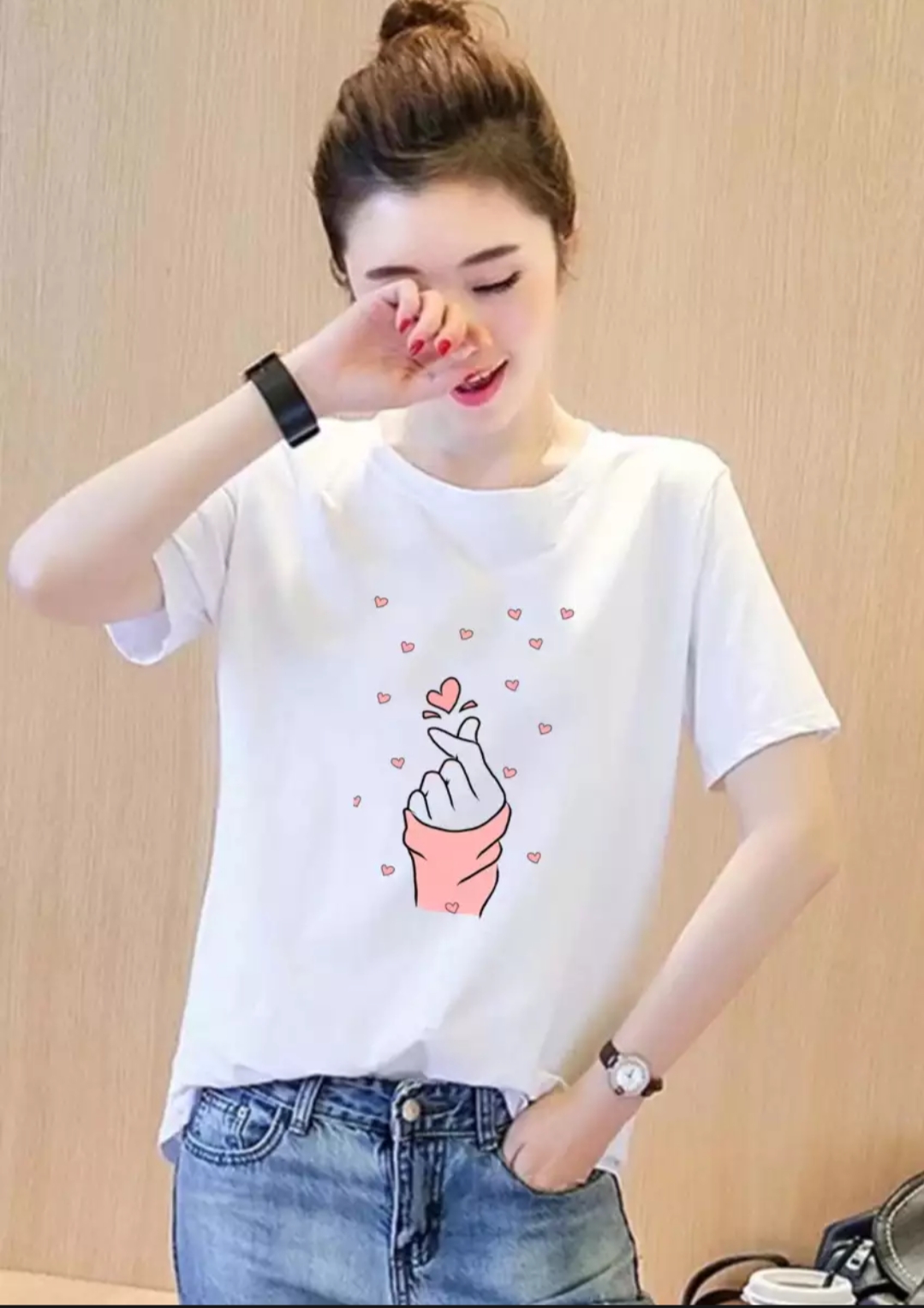 [HCM]Áo thun nữ form rộng Hàn Quốc in hình Bắn Tim mẫu mới vải dày mịn mát