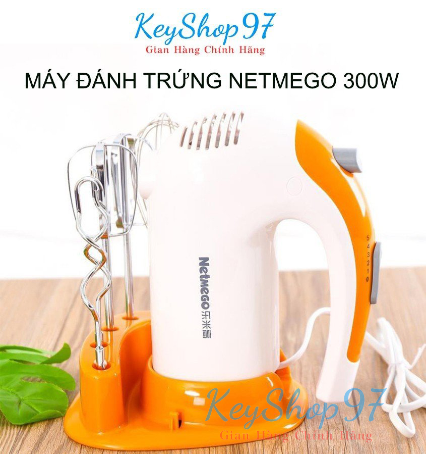 Máy đánh bột, Máy đánh trứng cầm tay Netmego N38D 300W gọn nhẹ, máy đánh trứng cầm tay mini cao cấp với 5 tốc độ cực mạnh - Bảo hành 12 tháng