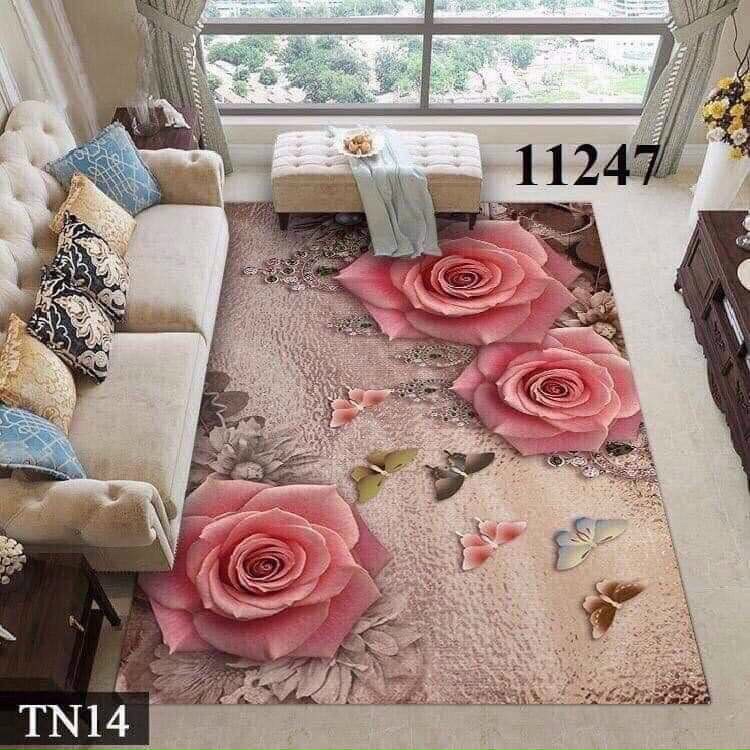 Thảm trải sàn bali mẫu hoa hồng phấn 2m x 3m