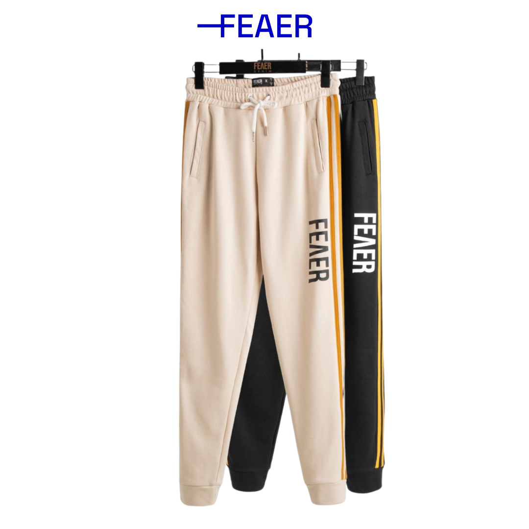 Quần jogger dài FEAER DENIM thoáng khí dày dặn  vải nỉ chân cua FD Striped Casual