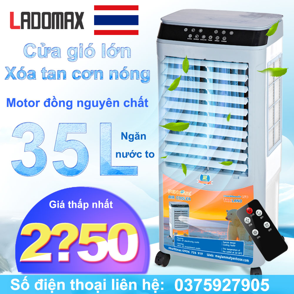 Quạt điều hòa hơi nước ks-4200r quạt thái siêu mát 100% tặng 2 viên đá khô tiết kiệm điện ladomax