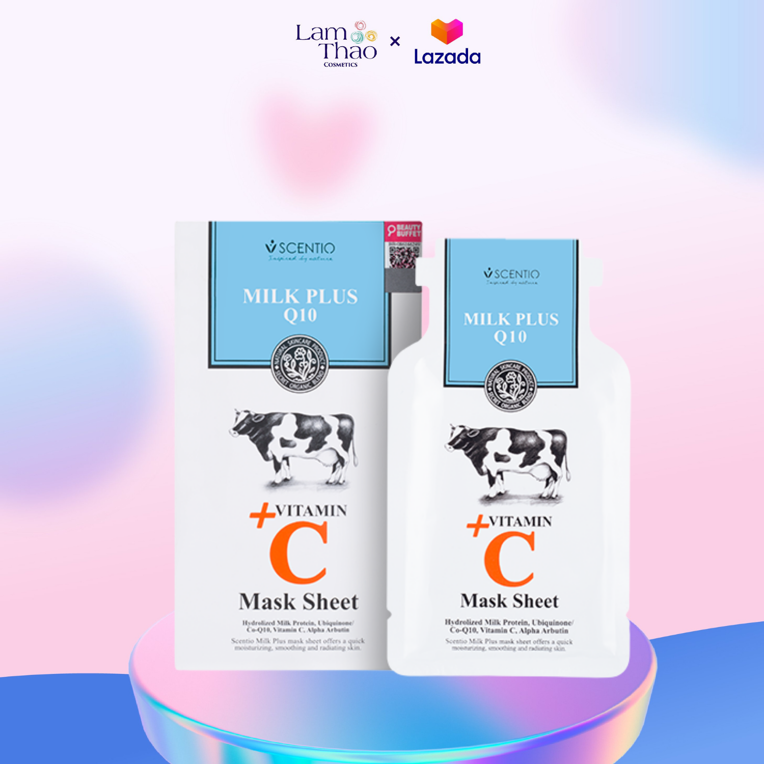 Mặt nạ dưỡng trắng scentio milk plus q10 vitamin c mask sheet 15g