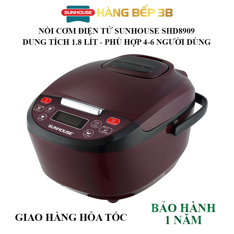 Nồi cơm điện tử chống dính 1.8 lít sunhouse shd8909 - bảo hành 12 tháng