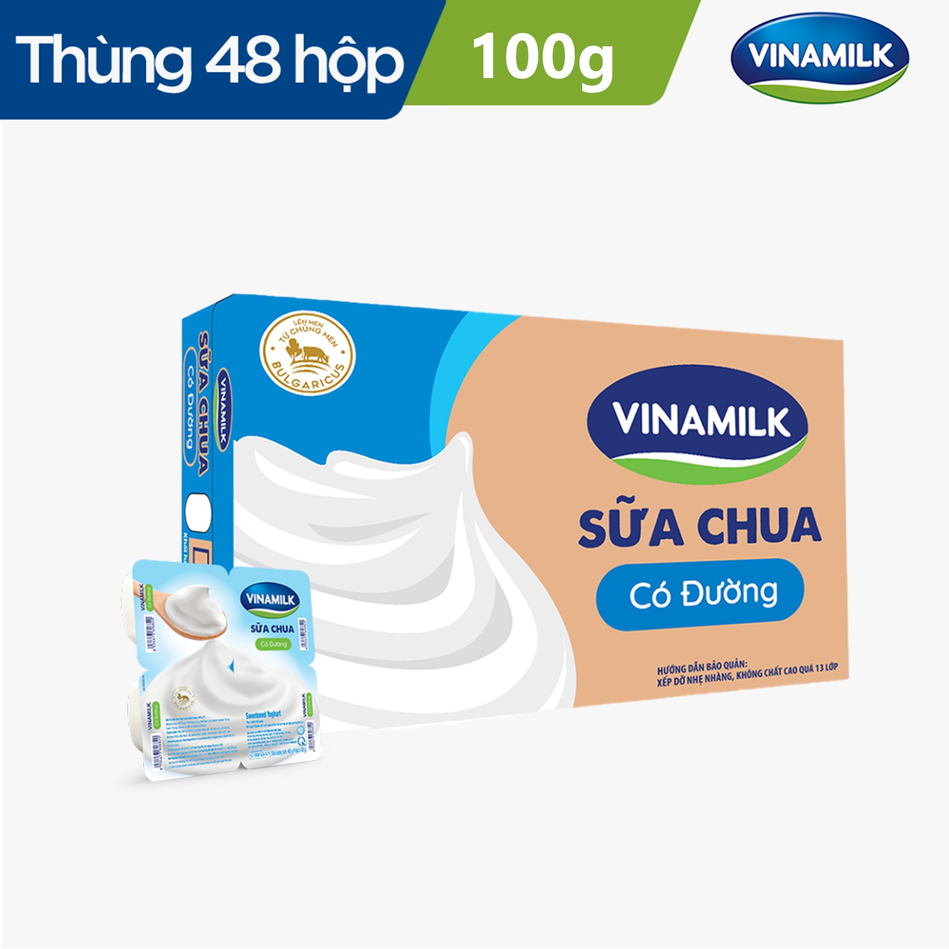 Thùng 48 hộp Sữa chua ăn Vinamilk có đường 100g Yaourt