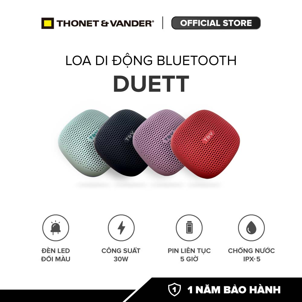 Loa di động bluetooth thonet & vander duett| đèn led | âm trầm sâu - 30 watts | chống nước ipx-5 | chống va đập | pin 5 giờ | kết nối bluetooth | bảo hành chính hãng