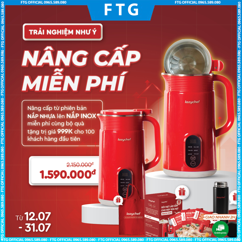 Máy xay nấu đa năng lazychef - lô mới 6 lưỡi dao - máy làm sữa hạt lazychef dung tích 800ml