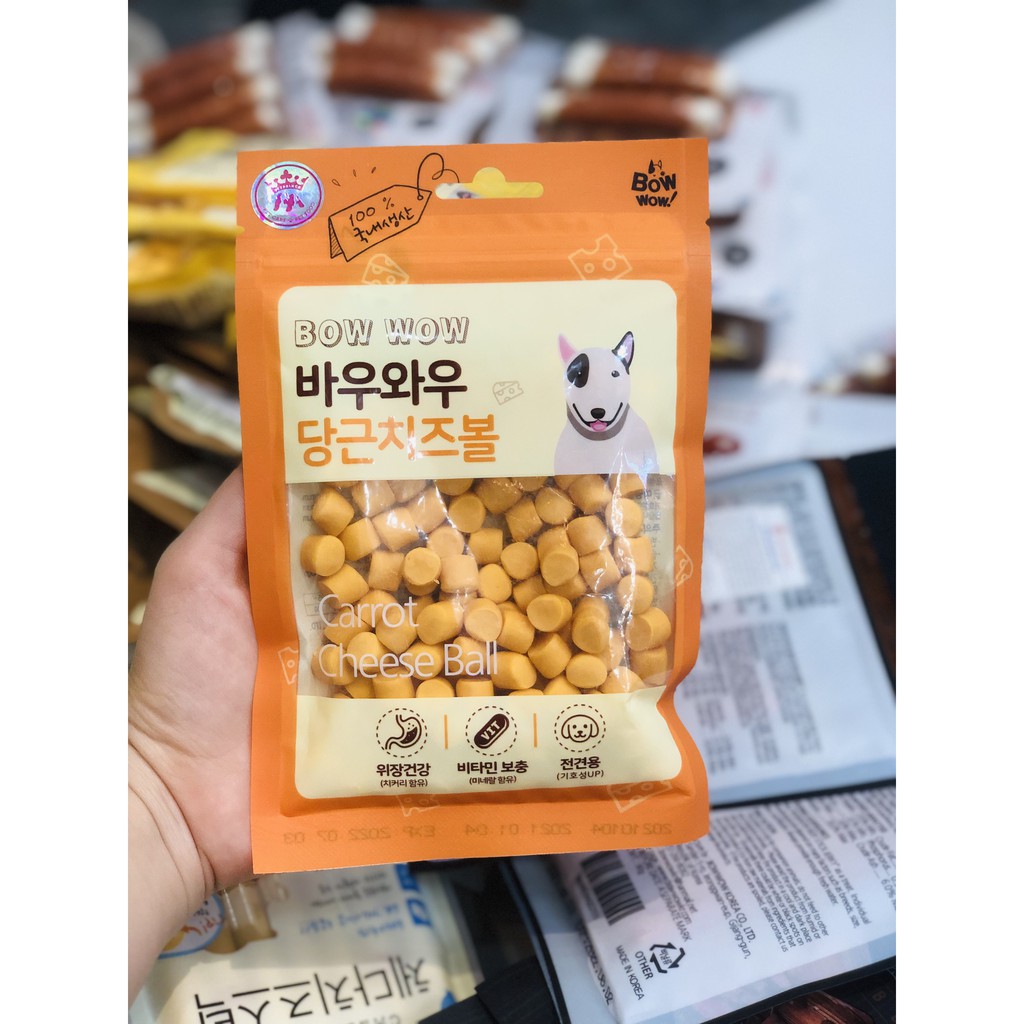 Thức ăn chó - Phô mai viên Bow wow gói 100g
