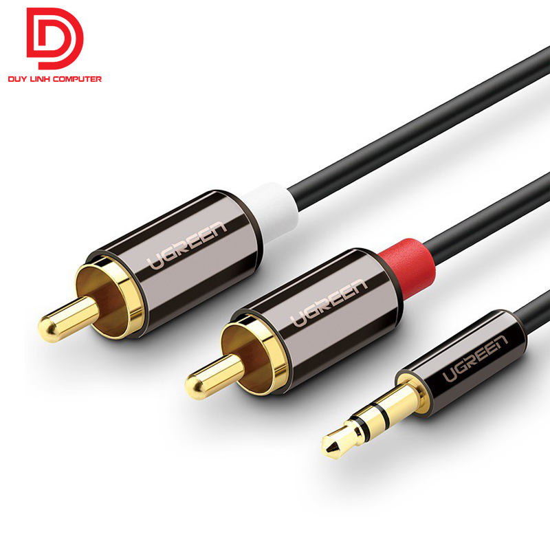 Dây audio 3.5mm ra 2 đầu rca dài 1m ugreen 10749