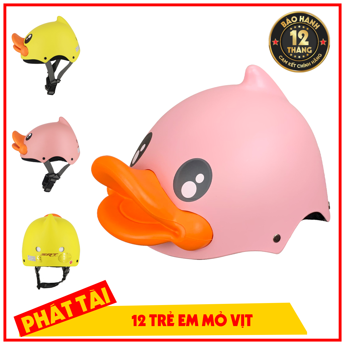 Mũ bảo hiểm Trẻ em Vịt vàng cute - VARO chính hãng, bảo hành 12 tháng