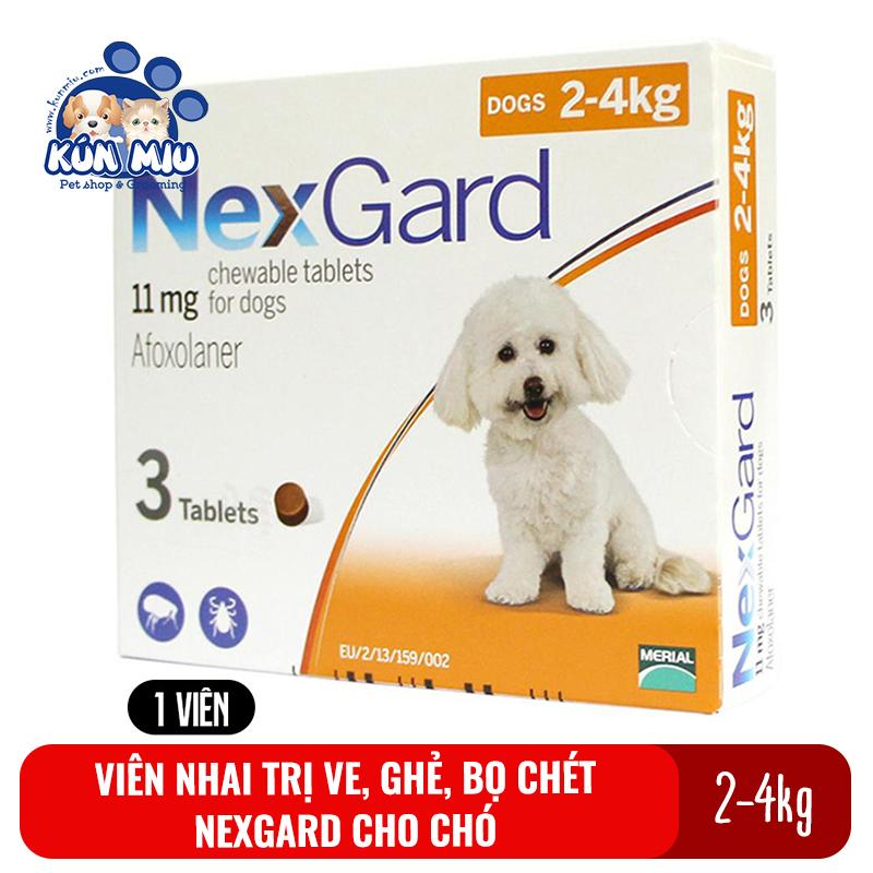 [Hoàn Tiền 10%] 1 Viên nhai trị ve, ghẻ, bọ chét Nexgard cho chó 2-4kg