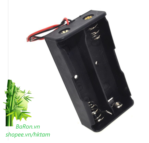 Đế pin 18650 chân lò xo có dây nguồn ra loại 2 ngăn chứa