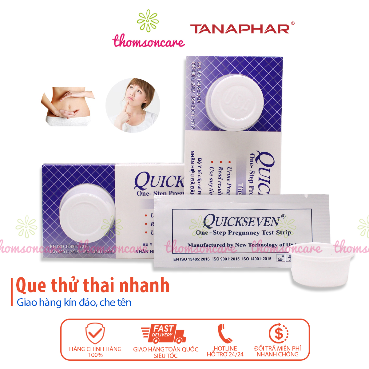Que thử thai Quickseven 2 vạch chính xác - test thử thai hai vạch sớm nhanh hiệu quả tức thì