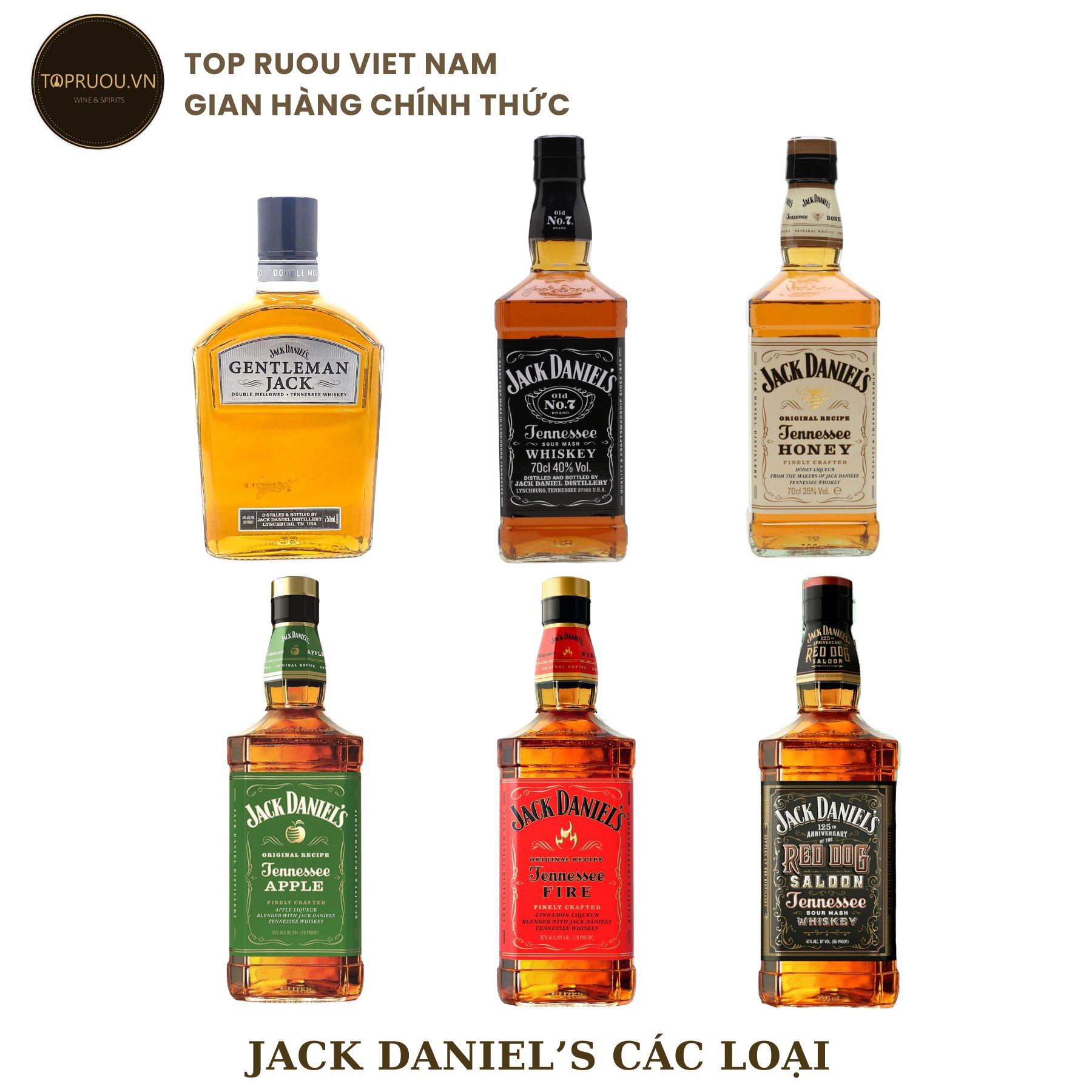 [TopRuouVietNam] Rượu Whisky Jack Daniel's No7 - Honey - Apple - Original Recipe - Red Dog - Gentleman 700ml - 1000ml [Hàng Thật]