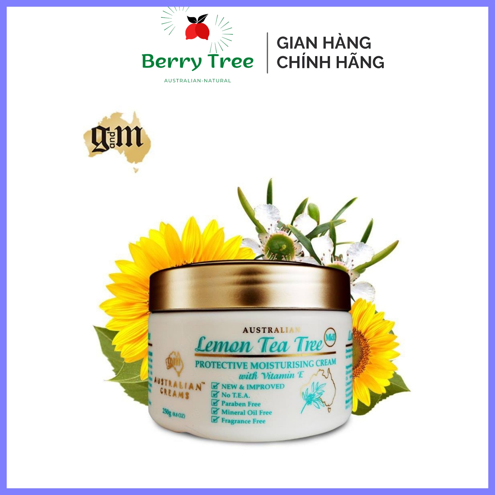 Kem Dưỡng Ẩm Tinh Chất Trà Chanh G&M Australian Lemon Tea Tree Protective Moisturising Cream MKII 250g