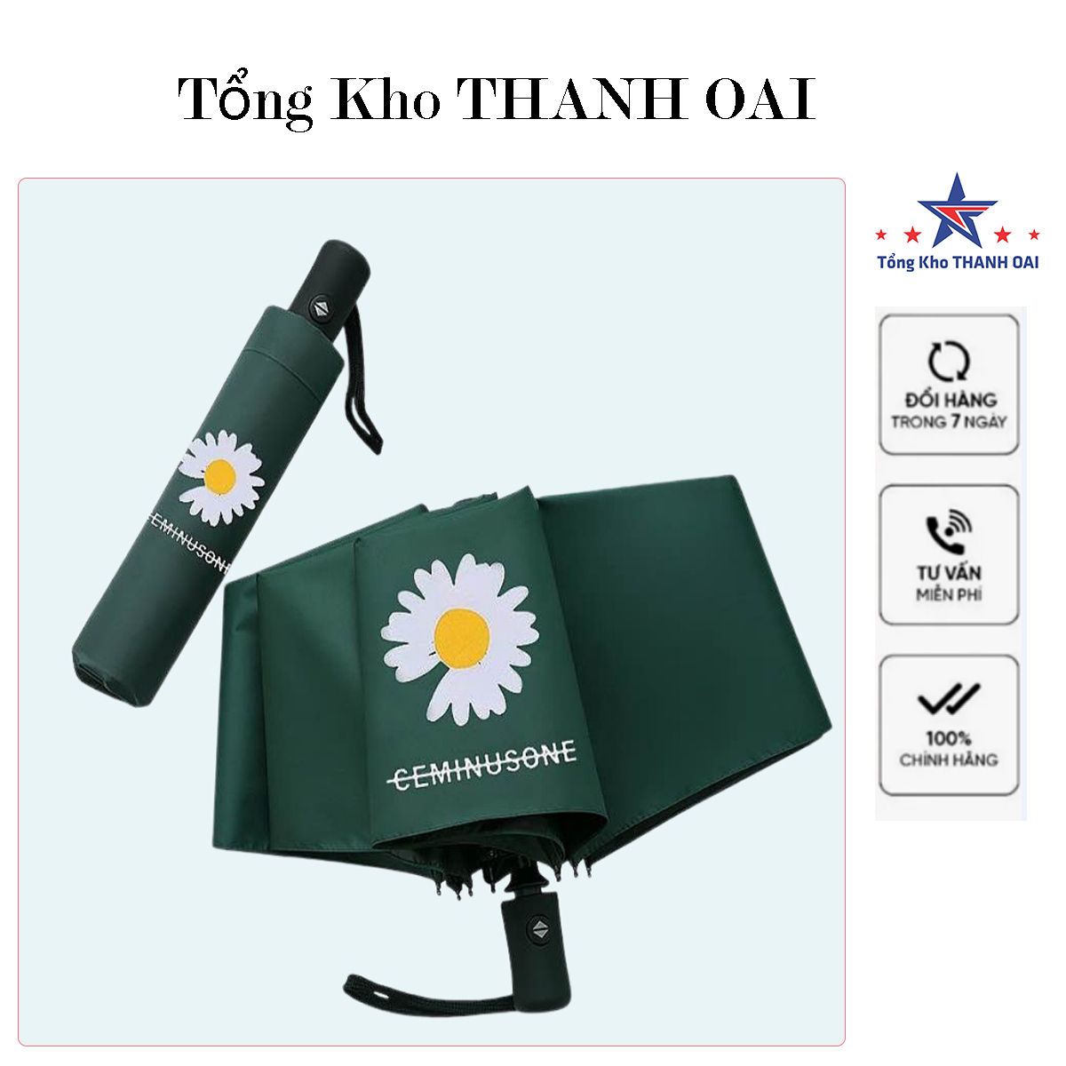 Ô dù hoa cúc chống tia uv kiểu dáng hàn quốc đi mưa đi nắng gọn nhẹ