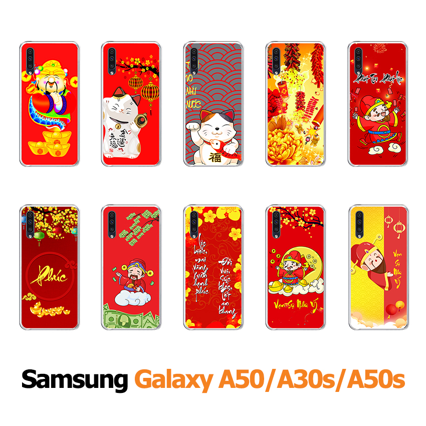 Ốp lưng điện thoại Samsung A50/A50s/A30s in họa tiết dễ thương, mèo thần tài, phúc lộc thọ - Silicon Dẻo - 01084