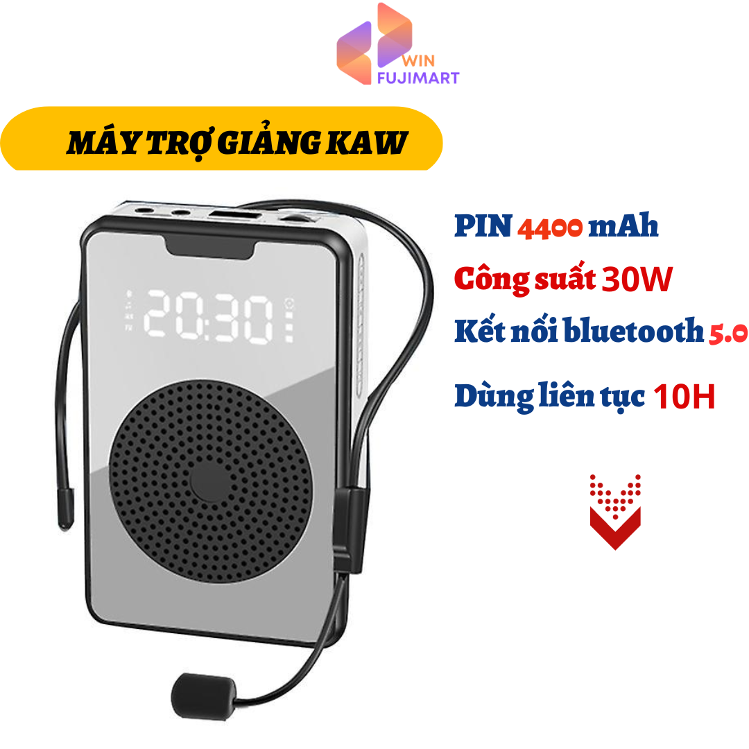 Máy Trợ Giảng Không Dây Loa Trợ Giảng KAW 30W Kết Nối Bluetooth 5.0 Loa To Thu Âm Tốt Pin Trâu 4400mAh Bảo Hành 1 Năm