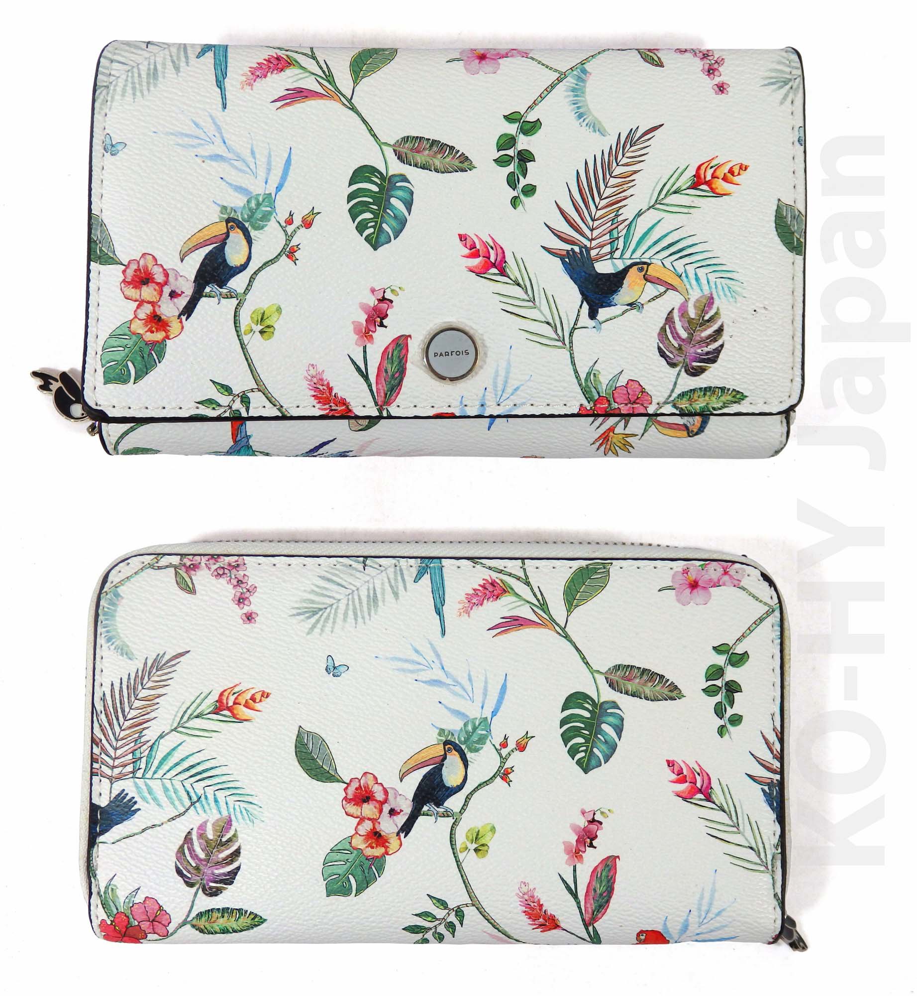 [HCM]Ví thời trang PARFOIS Tropical long wallet-white