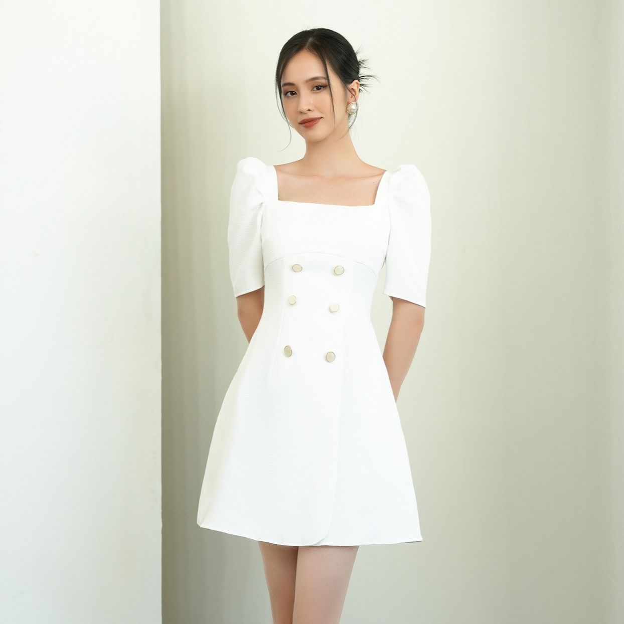 Olv - đầm alva button dress