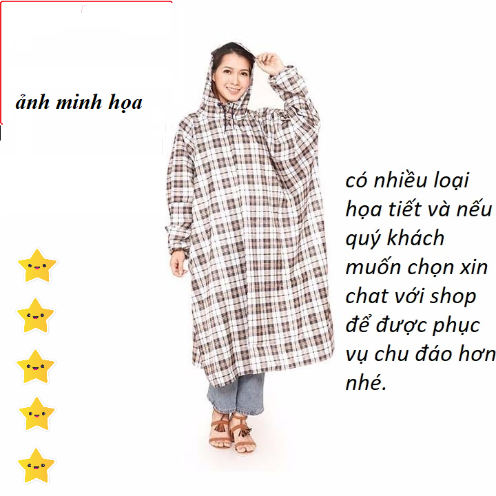 [HCM]Áo Mưa Nữ Bít Tà nhiều họa tiết đẹp-Aó Đi Mưa- Phụ Nữ- Aó Mưa Nữ Không Xẻ Tà - Bông Hoa Ca Rô Kẻ Sọc -