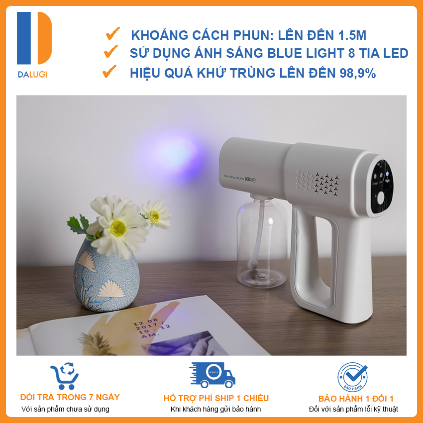 Máy phun xịt khử khuẩn k5 pro nano 8 tia led cao cấp - dalugi.com