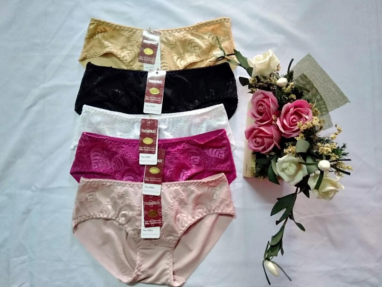 Combo 5)Quần lót nữ Thịnh Phát thun lạnh phối ren hoa cực mát 3001