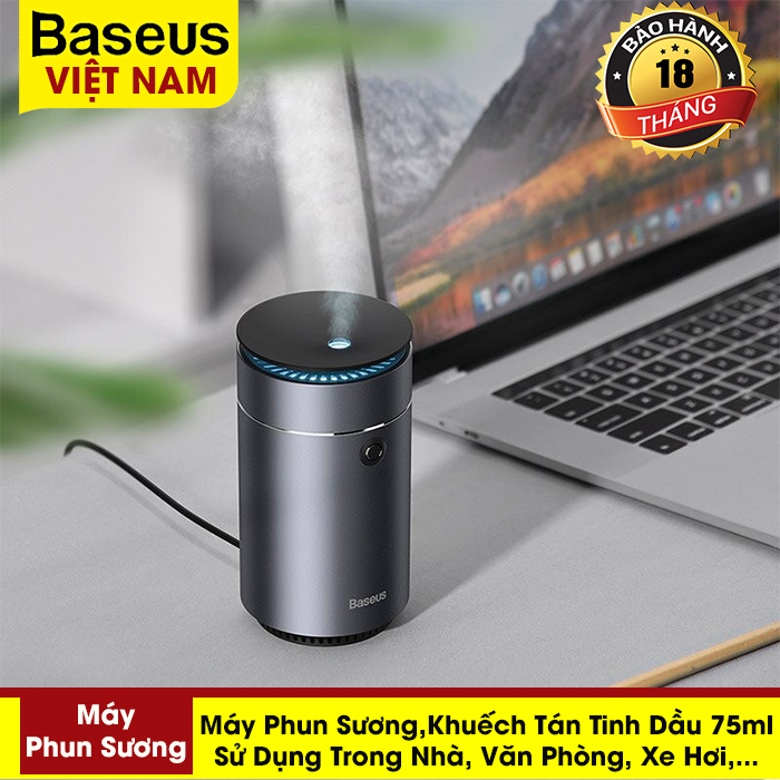 [BẢO HÀNH 12 THÁNG] Máy phun sương tạo ẩm, khuếch tán tinh dầu Baseus Time Aromatherapy Machine Humidifier (DHSG1) dung tích 75ml, chất liệu vỏ hợp kim cao cấp