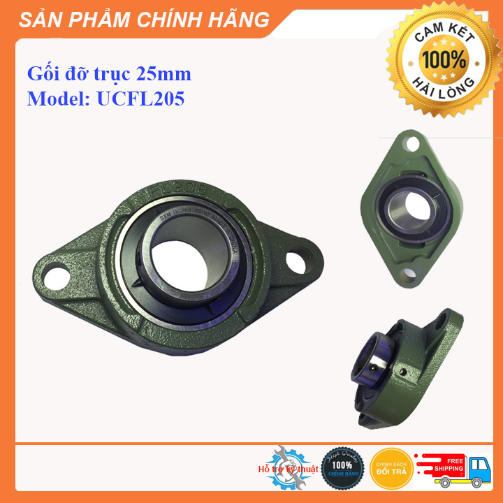 Gối đỡ vòng bi trục 25mm, gối đỡ hột xoài ucfl205