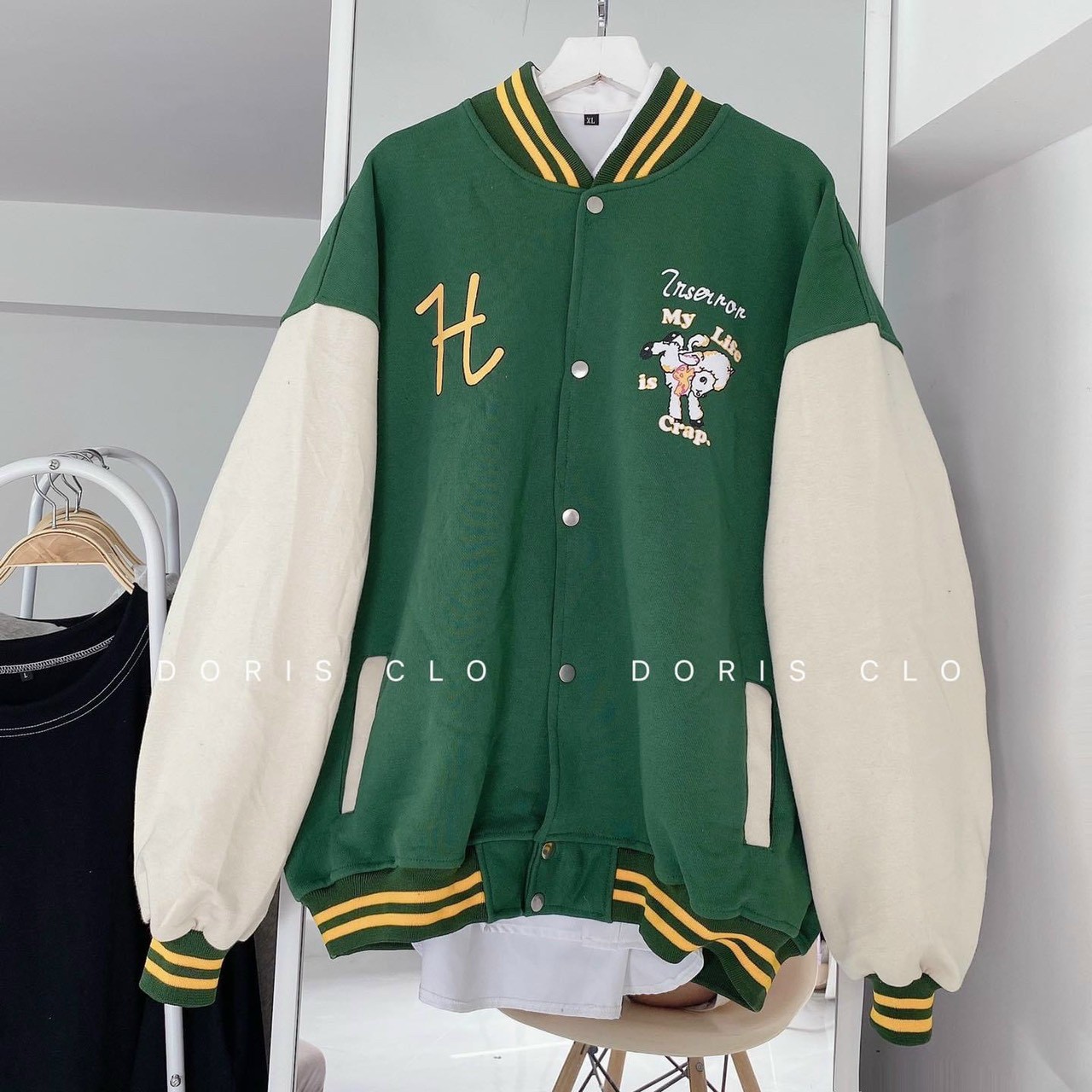 Áo khoác cadigan nam nữ, áo khoác thun nỉ bomber kiểu dáng bóng chày thời trang tp3405