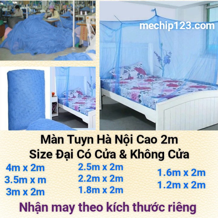 Mùng tuyn, màn tuyn may 10 cỡ đại xanh biển đủ kích thước, màn tuyn chống muỗi ghép 2 giường, 3 giường đủ kích thước màn hà nội 10/10