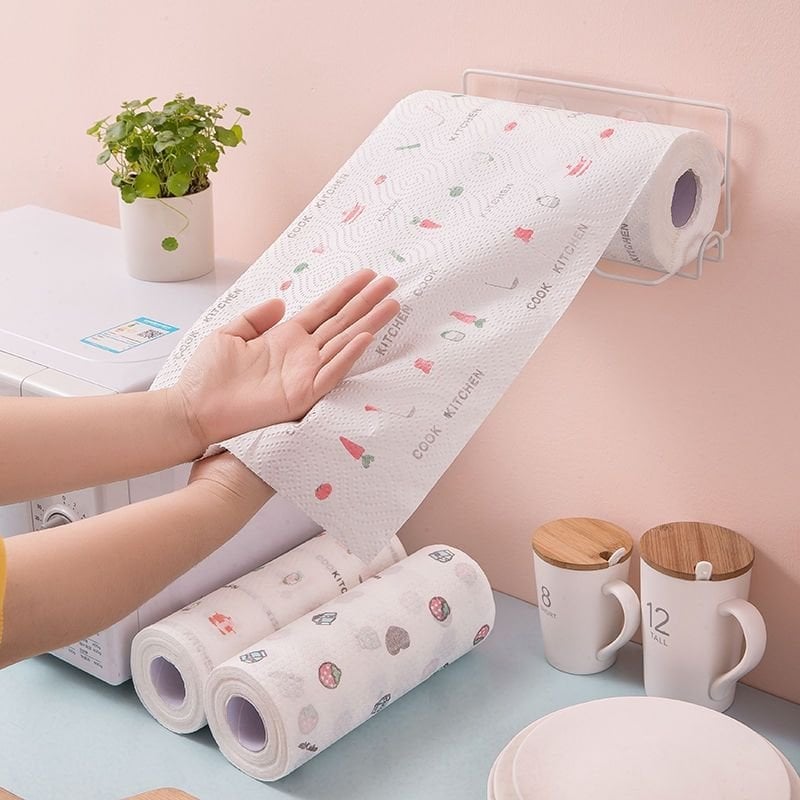 Combo 2 cuộn Giấy Lau Đa Năng Thấm Nước hoa văn mẫu mới