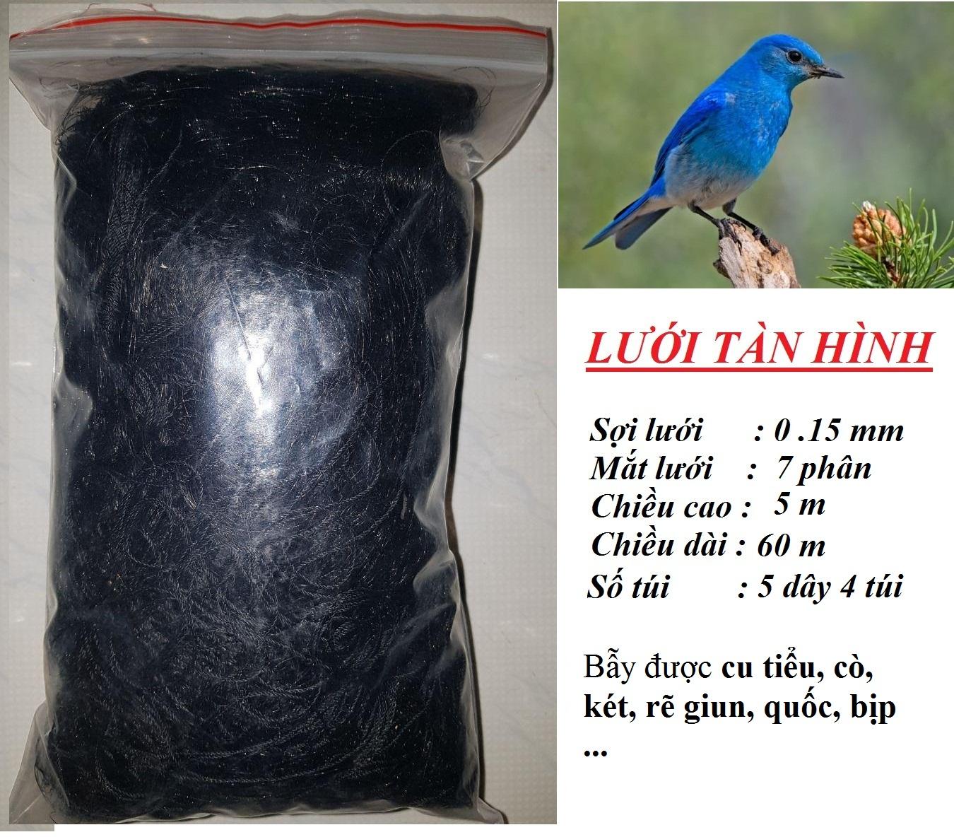 60m Lưới 7 Phân Bẫy Chim cu tiểu, cò, két, rẽ giun, quốc, bịp