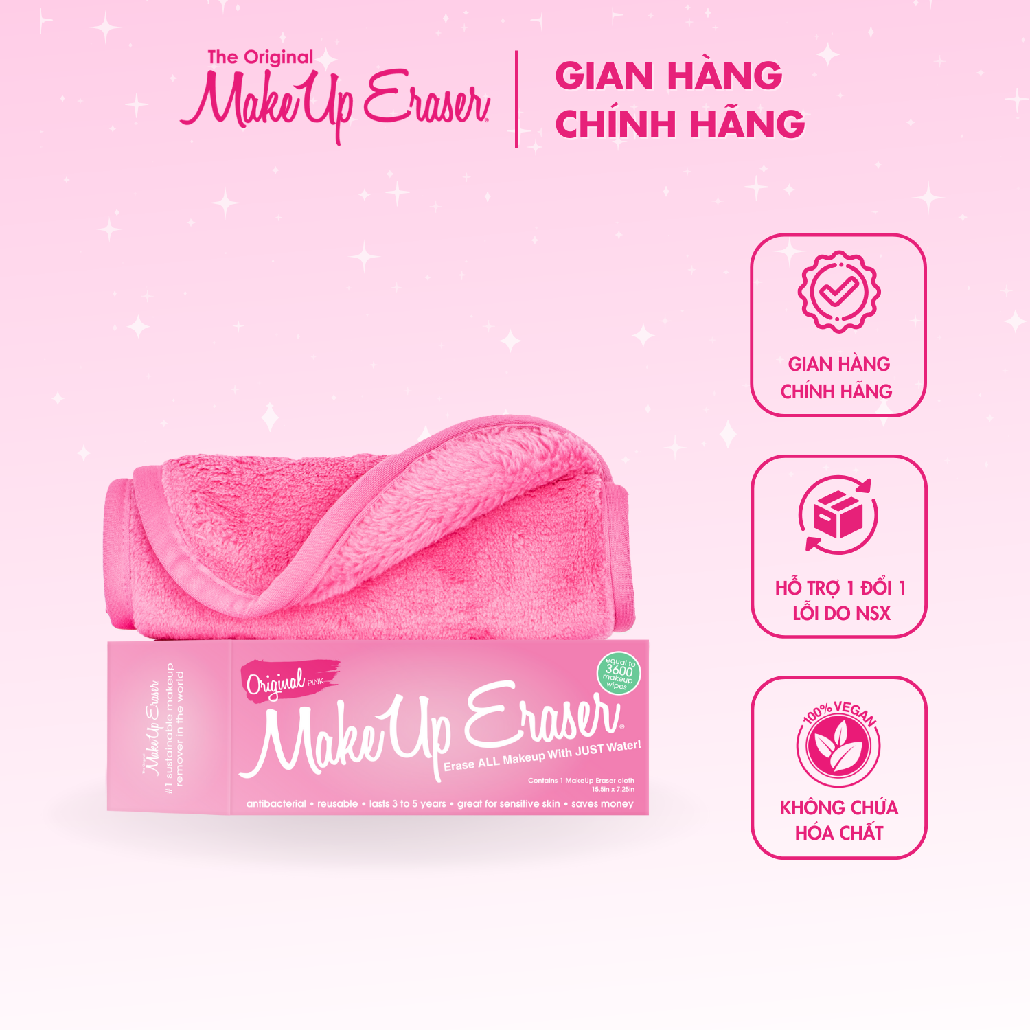 Khăn tẩy trang MakeUp Eraser Original Pink