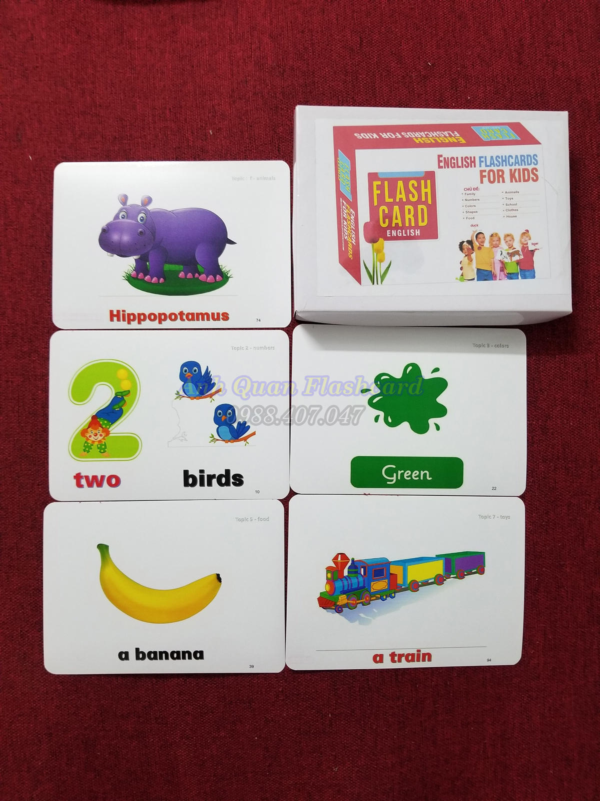 Trọn bộ Flash card, thẻ học tiếng anh thông minh cho trẻ 10 chủ đề (khổ A5 in 2 mặt)