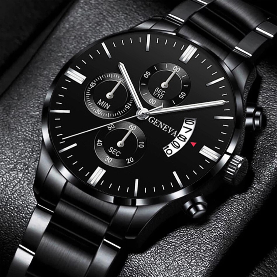 Đồng Hồ Nam Chính Hãng GENEVA TD6 Dây Thép Cao Cấp Không Rỉ Có Lịch Ngày
